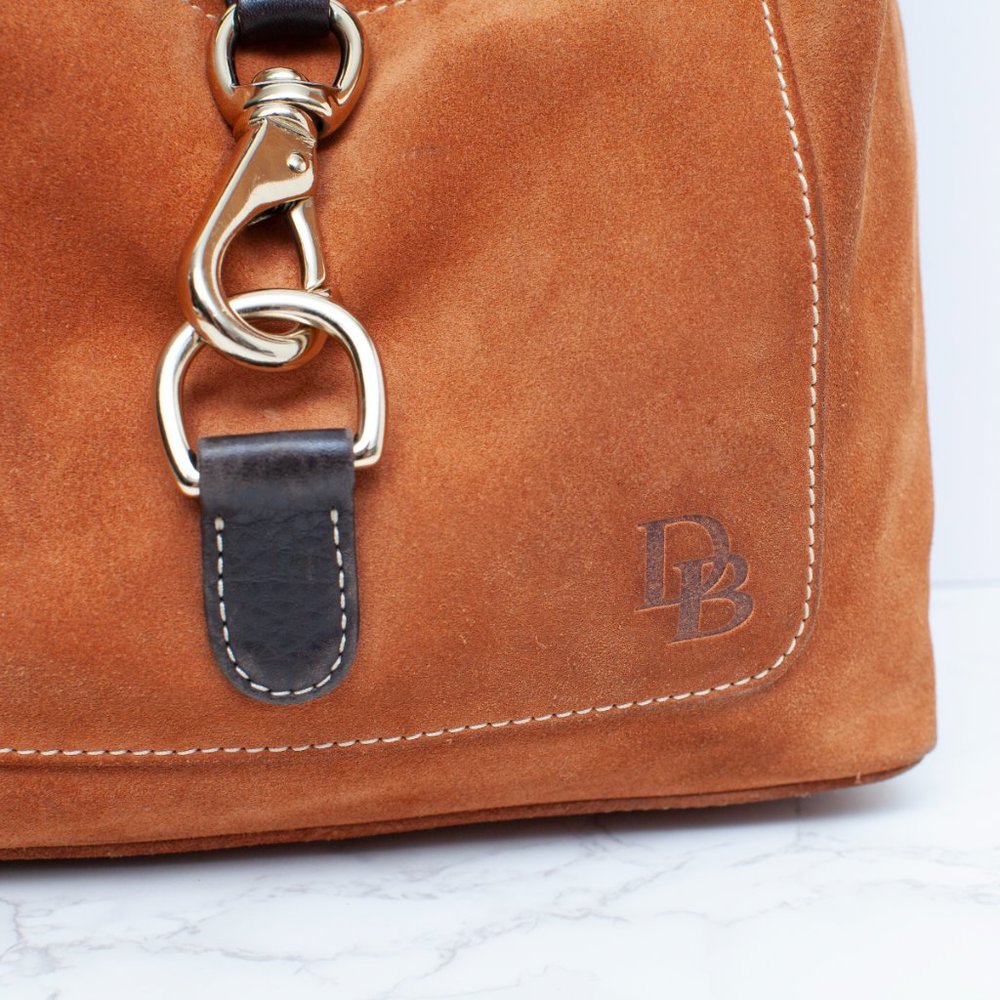 Dooney And Bourke Honey Color British Tan Suede Hobo Shoulder Bag - Picture 2 of 8